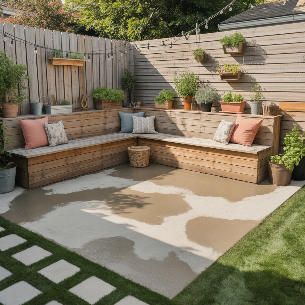 budget friendly backyard concrete patio