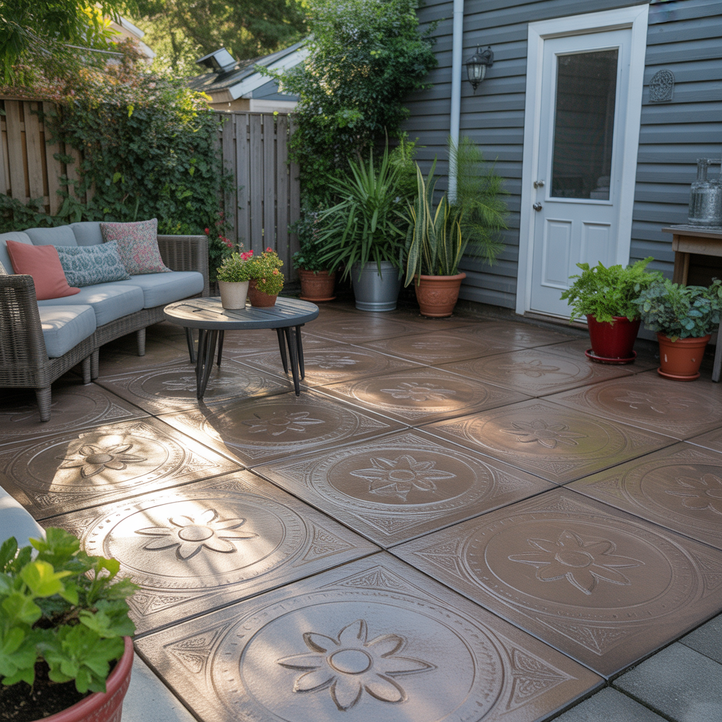 budget friendly backyard concrete patio