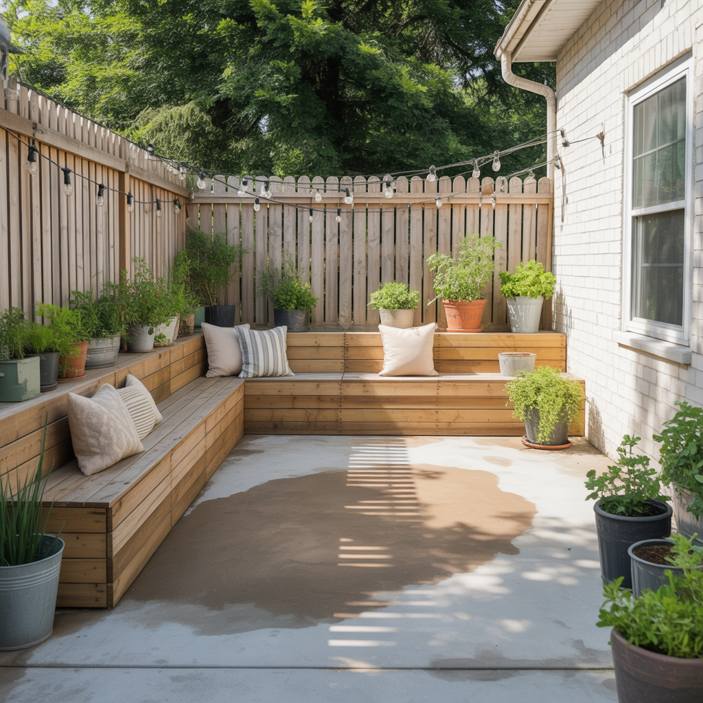 budget friendly backyard concrete patio