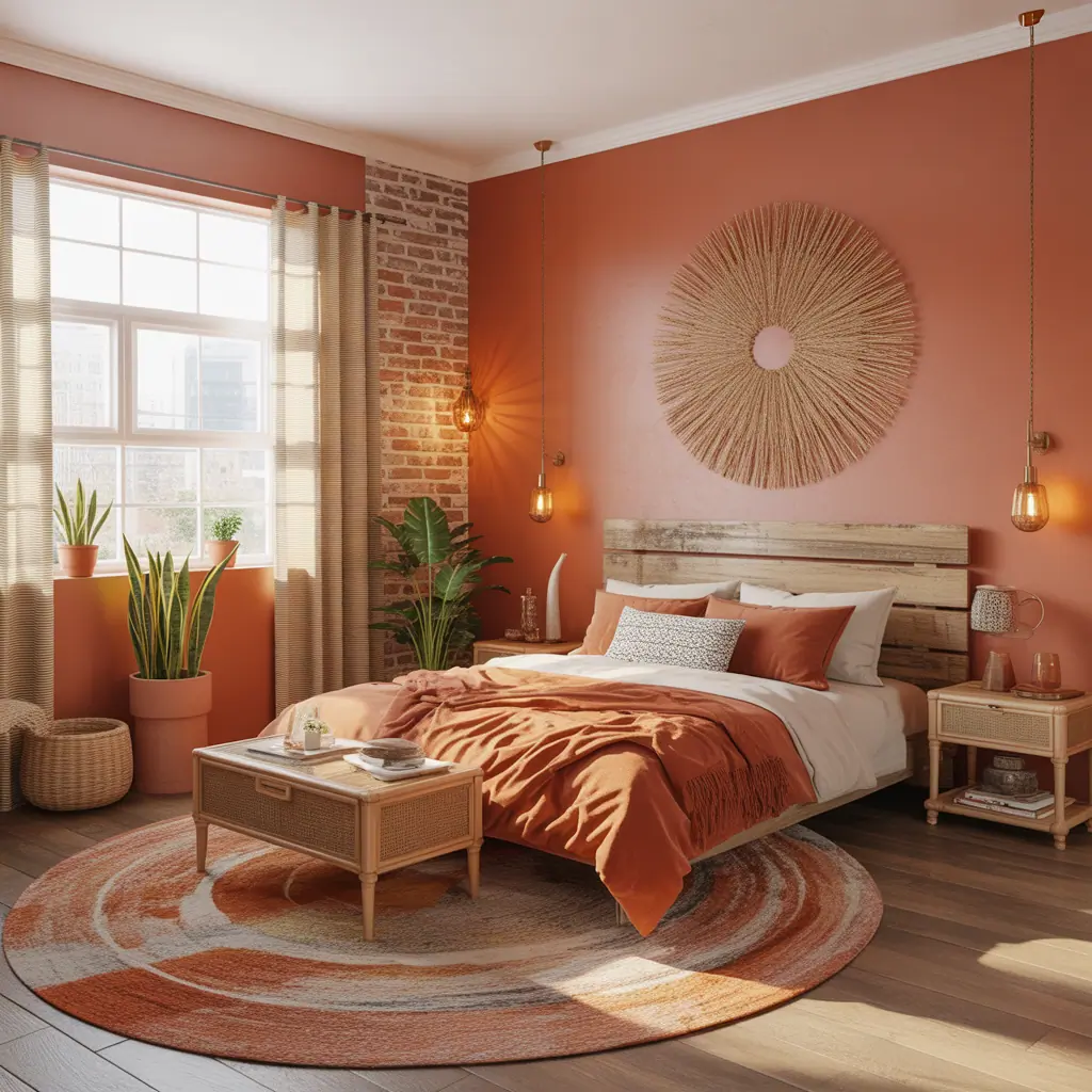 burnt orange boho bedroom