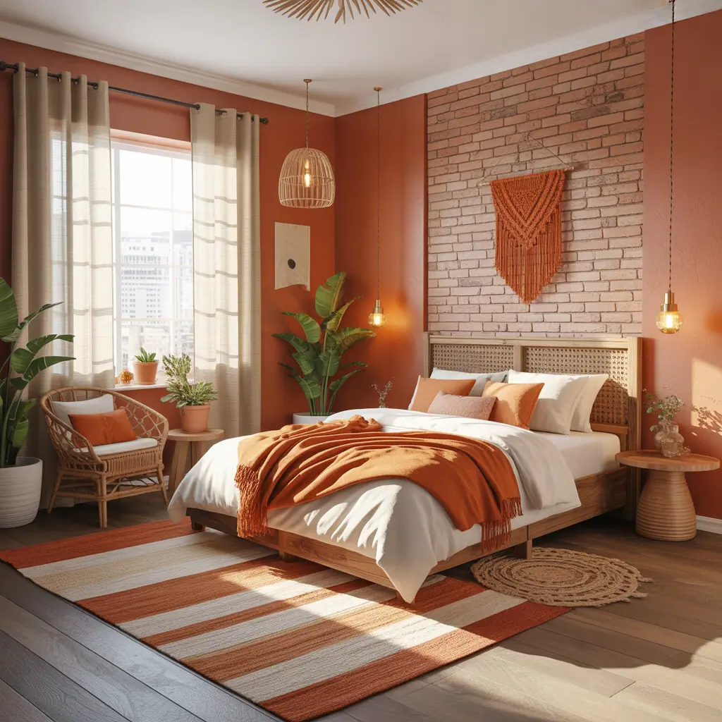 burnt orange boho bedroom