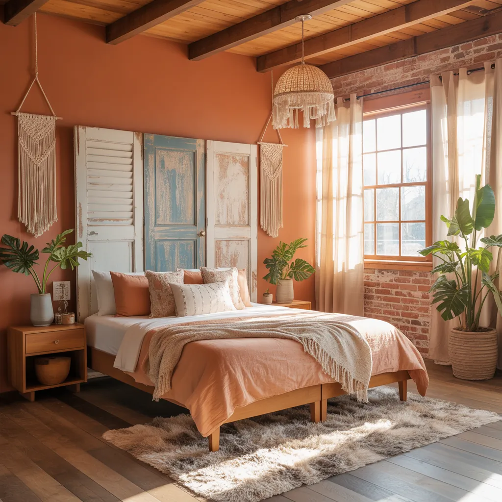 burnt orange boho bedroom