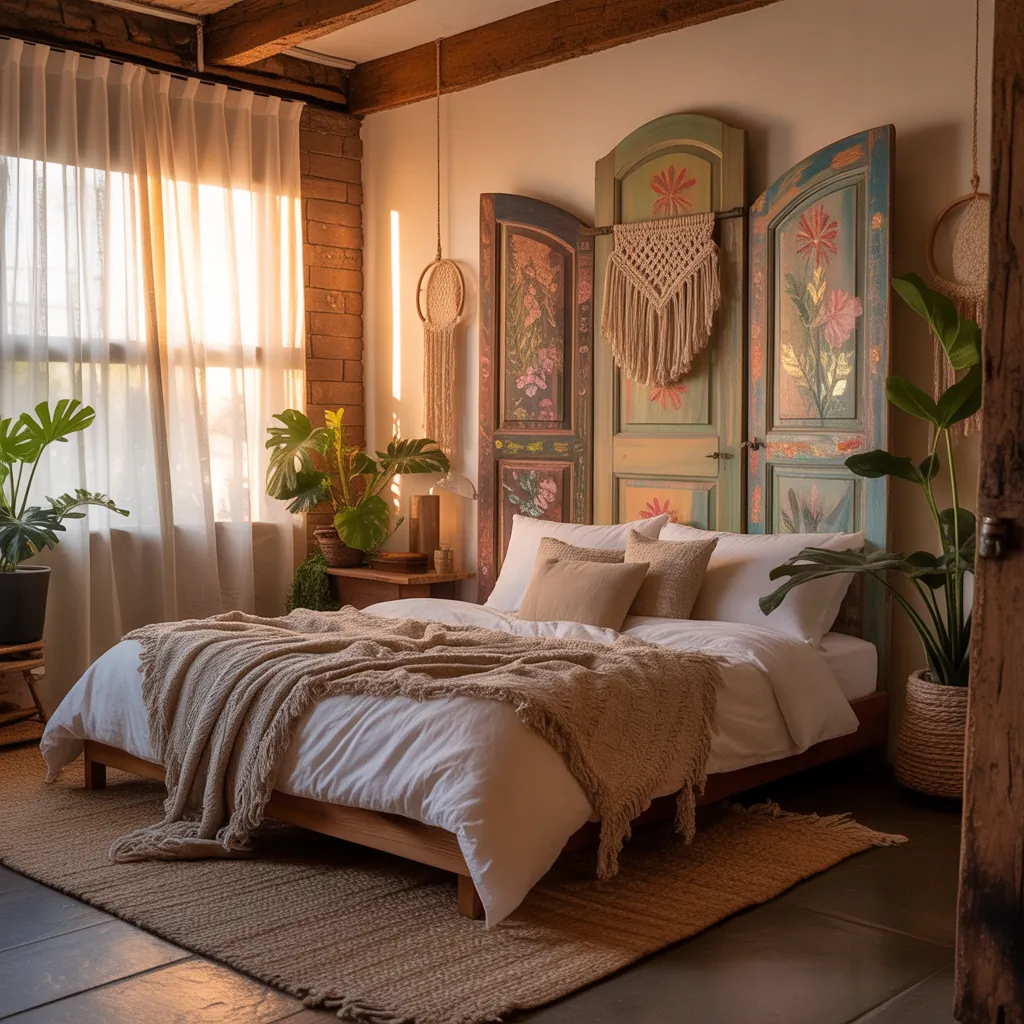 burnt orange boho bedroom