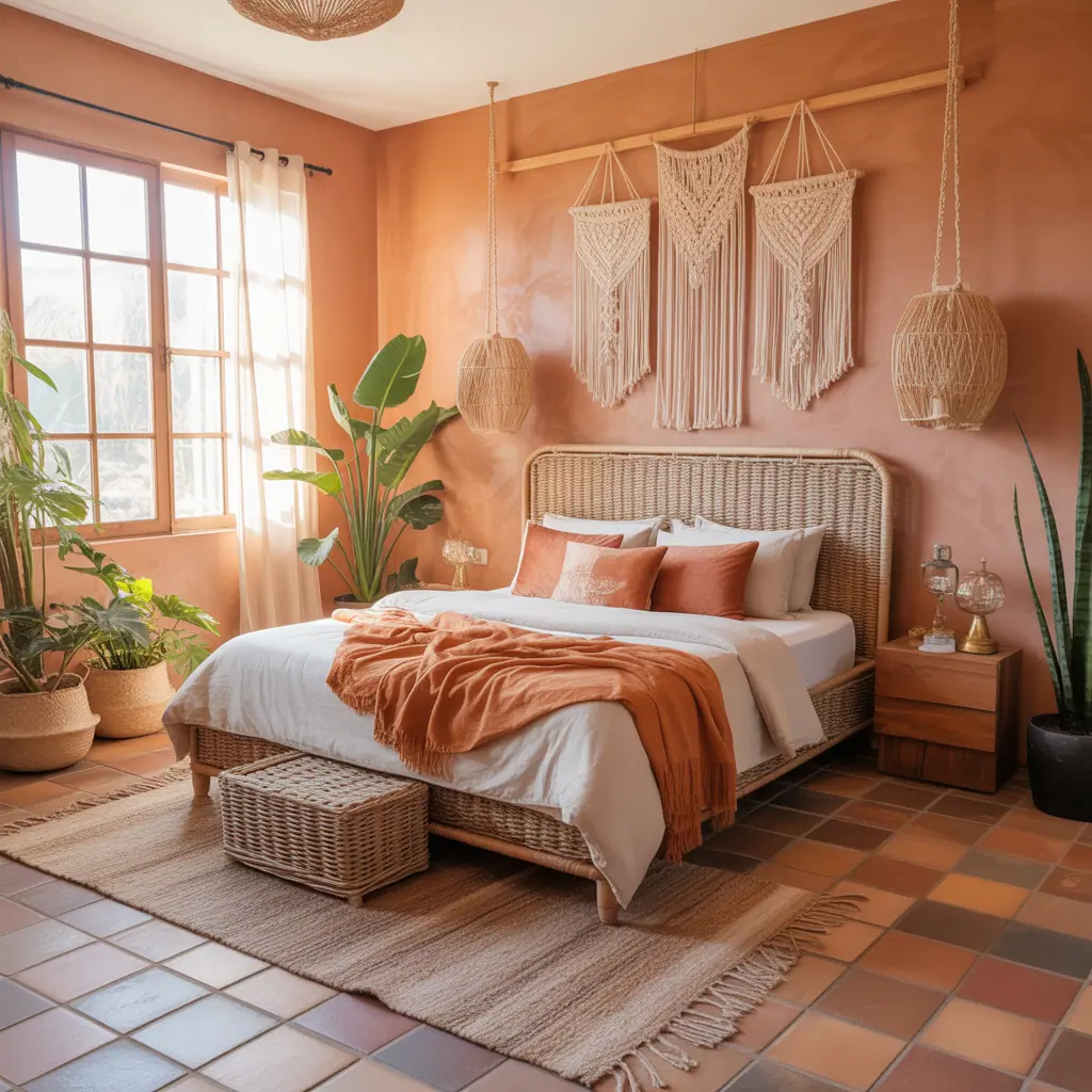 burnt orange boho bedroom