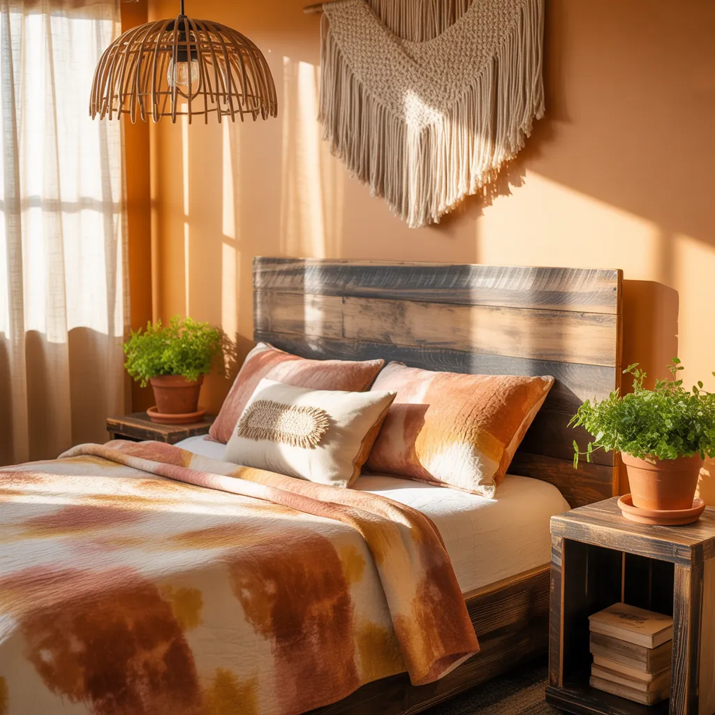 burnt orange boho bedroom