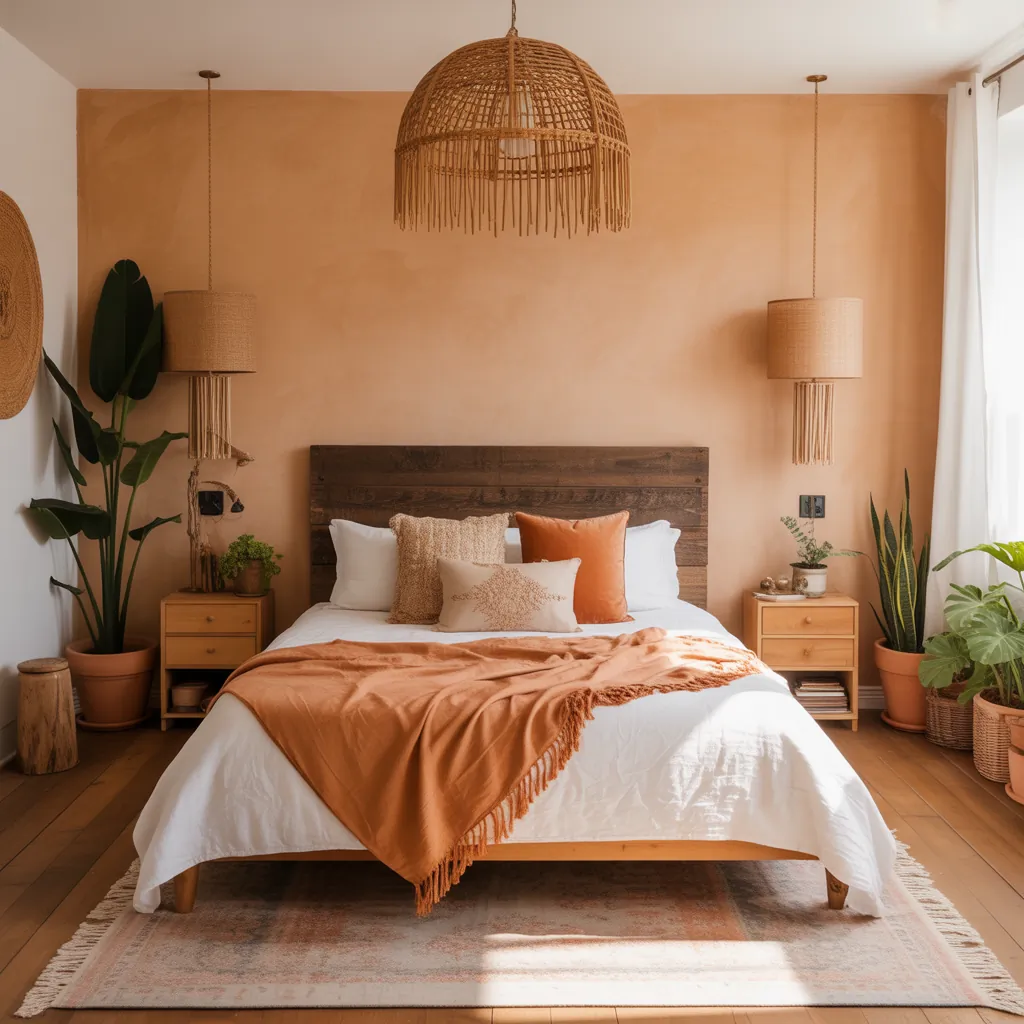 burnt orange boho bedroom