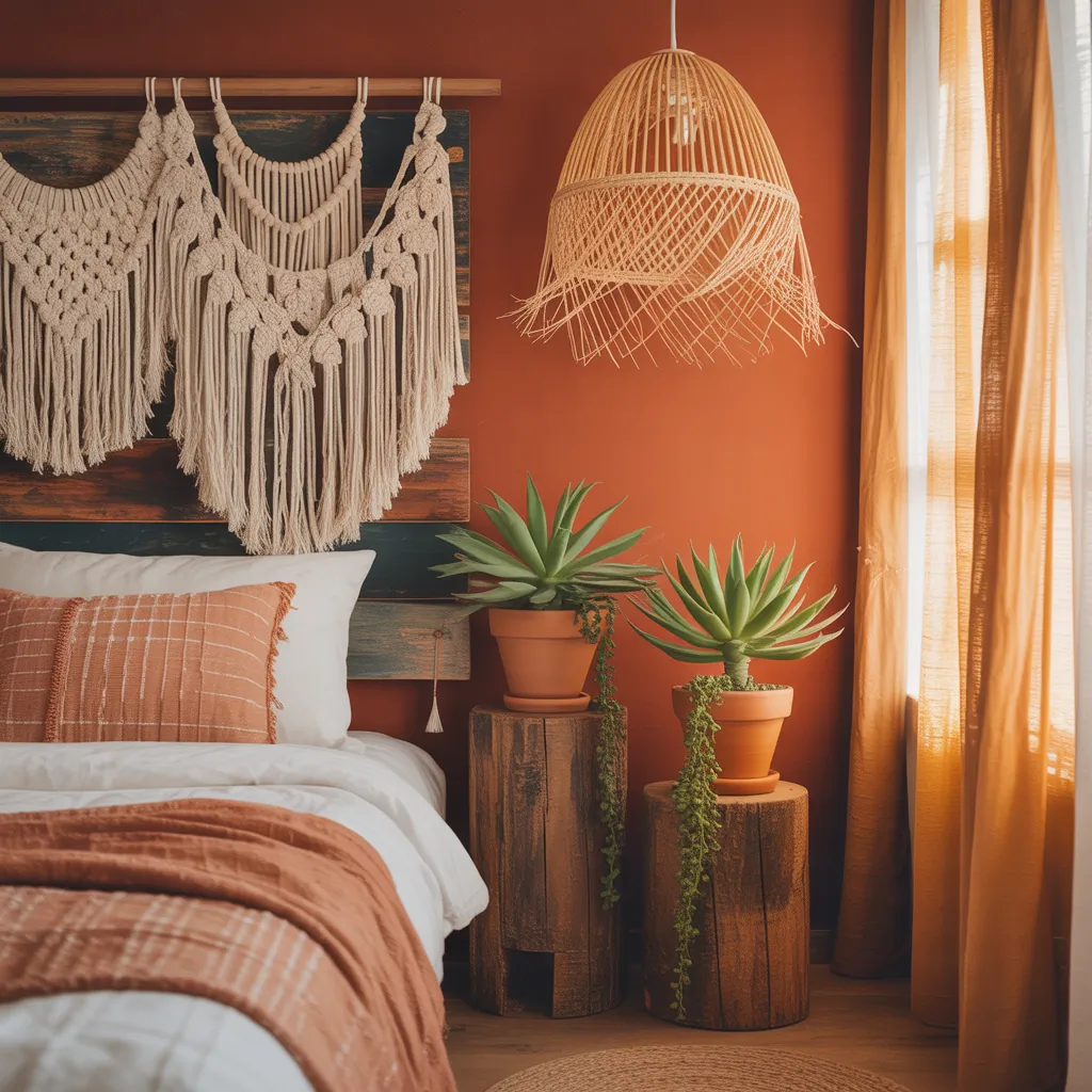 burnt orange boho bedroom