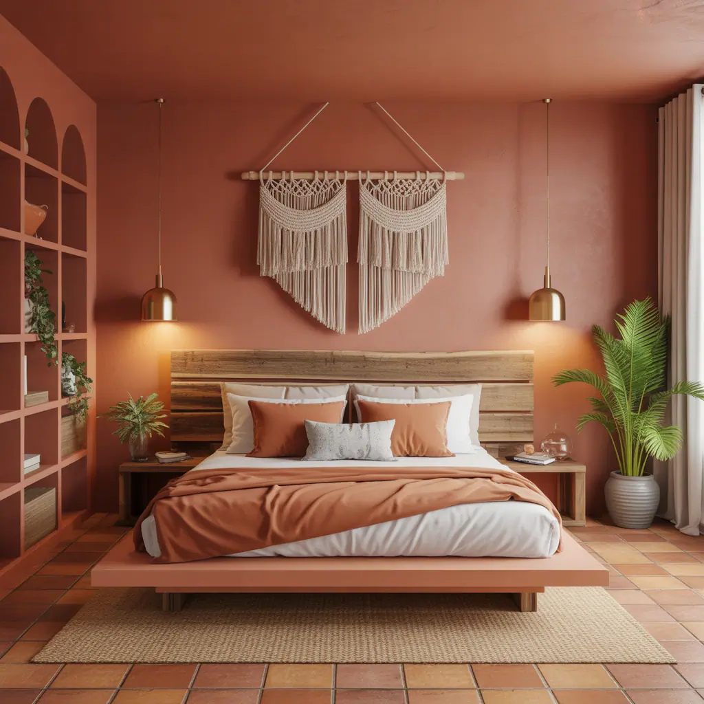 burnt orange boho bedroom