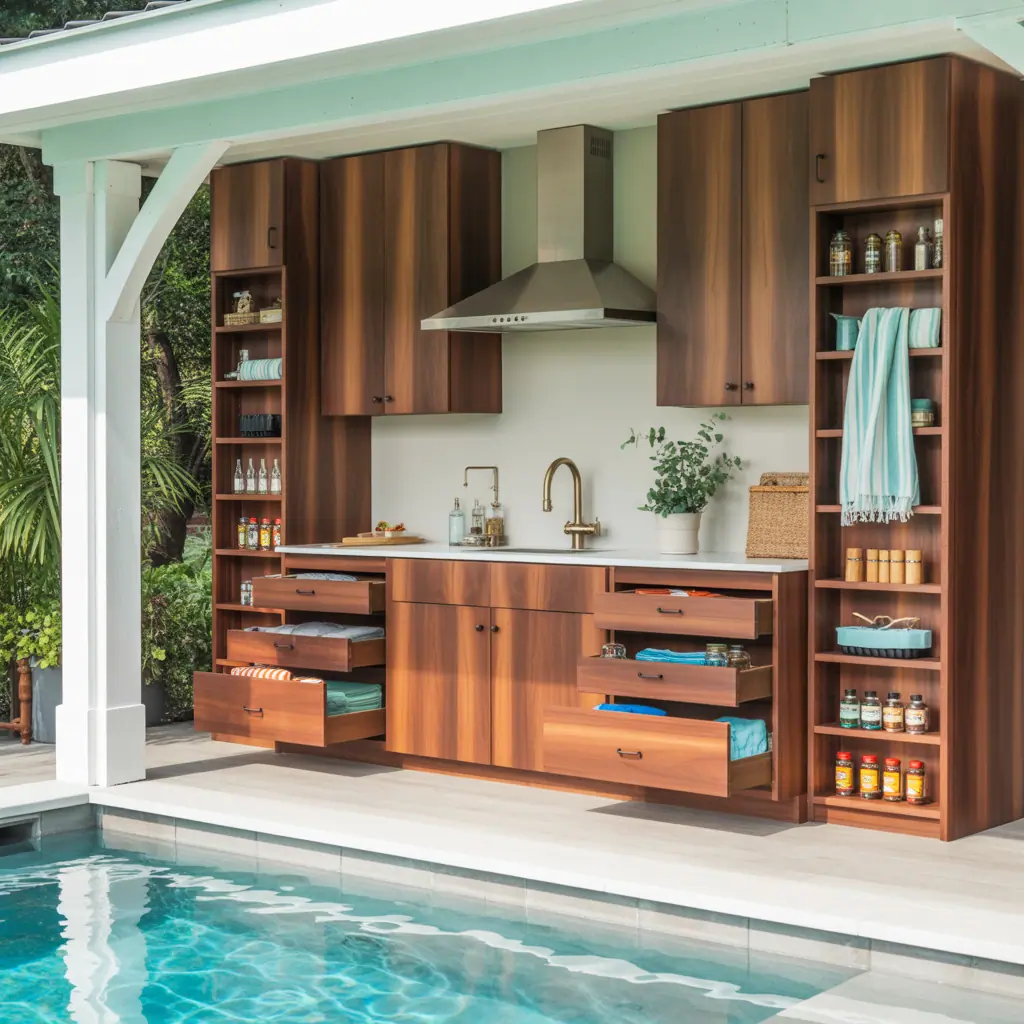 cabinet ideas pool towel