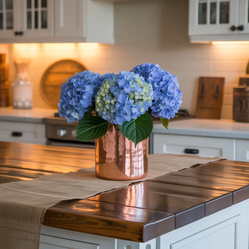 centerpiece ideas blue hydrangea