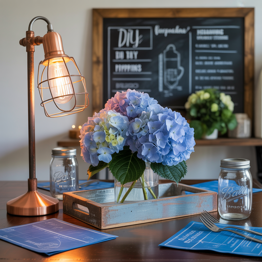 centerpiece ideas blue hydrangea
