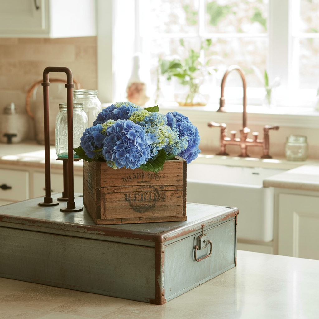 centerpiece ideas blue hydrangea