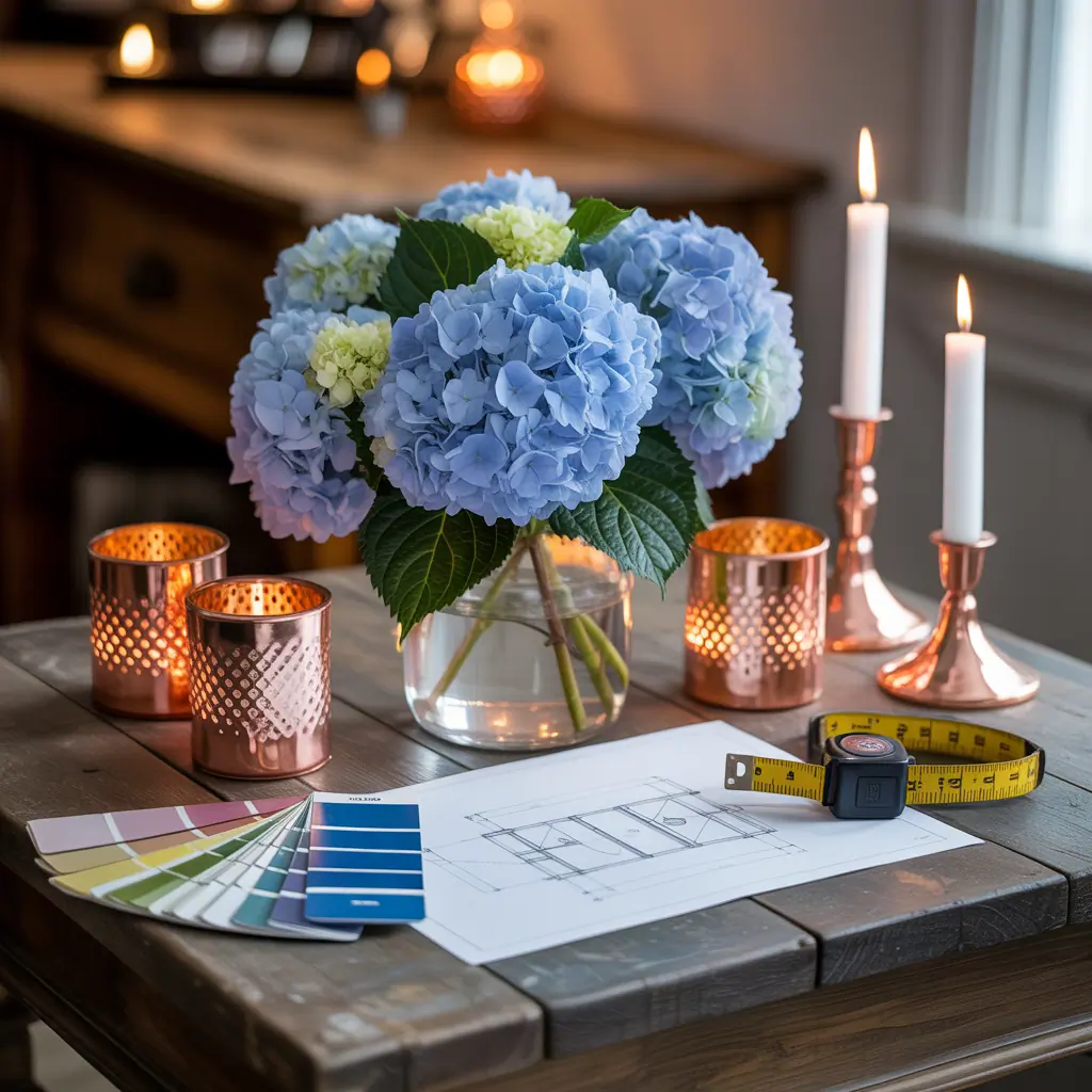 centerpiece ideas blue hydrangea