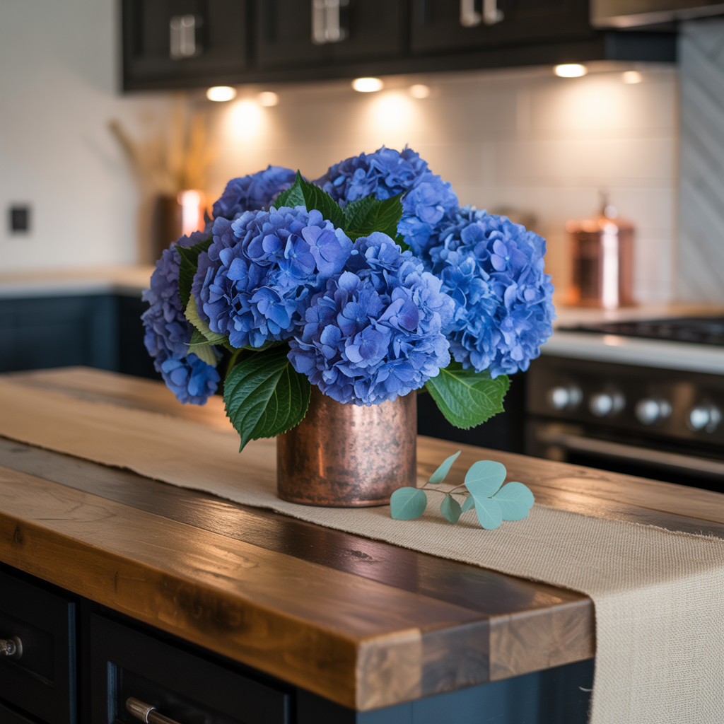 centerpiece ideas blue hydrangea