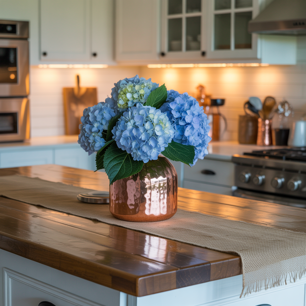 centerpiece ideas blue hydrangea