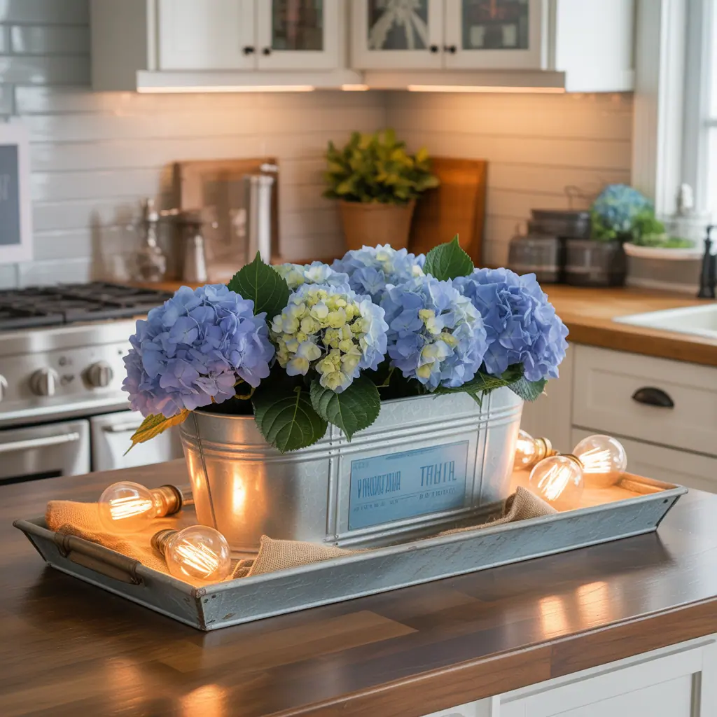 centerpiece ideas blue hydrangea