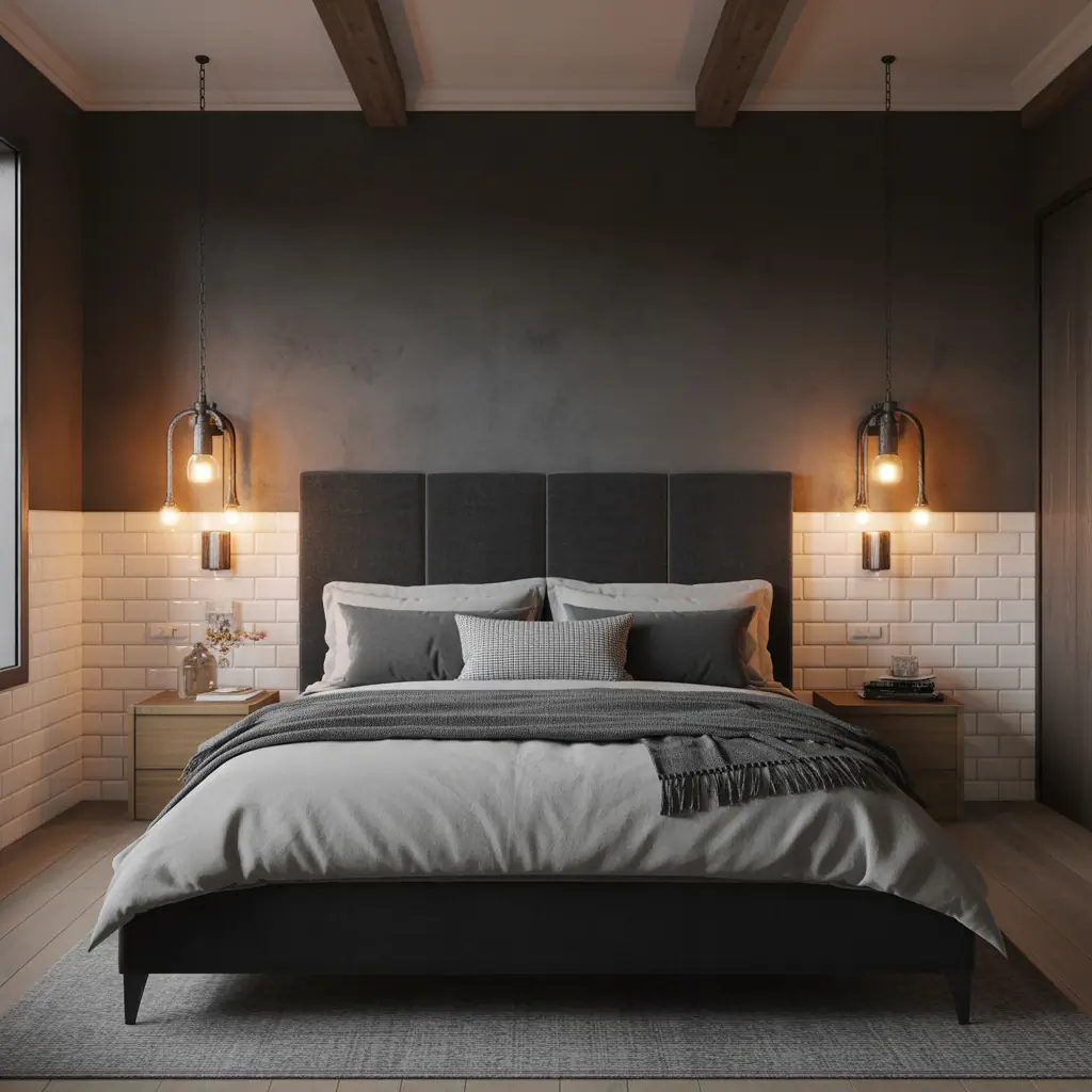 charcoal headboard dark grey bedroom ideas
