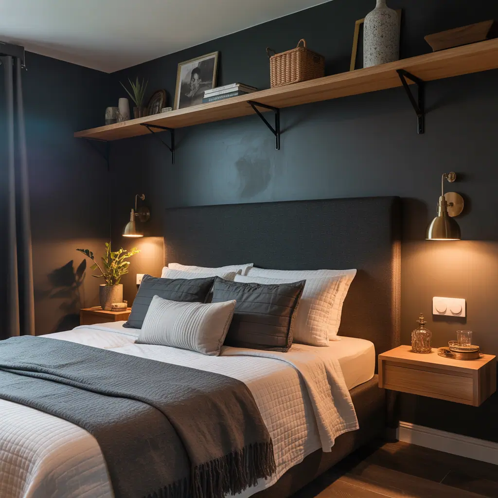 charcoal headboard dark grey bedroom ideas