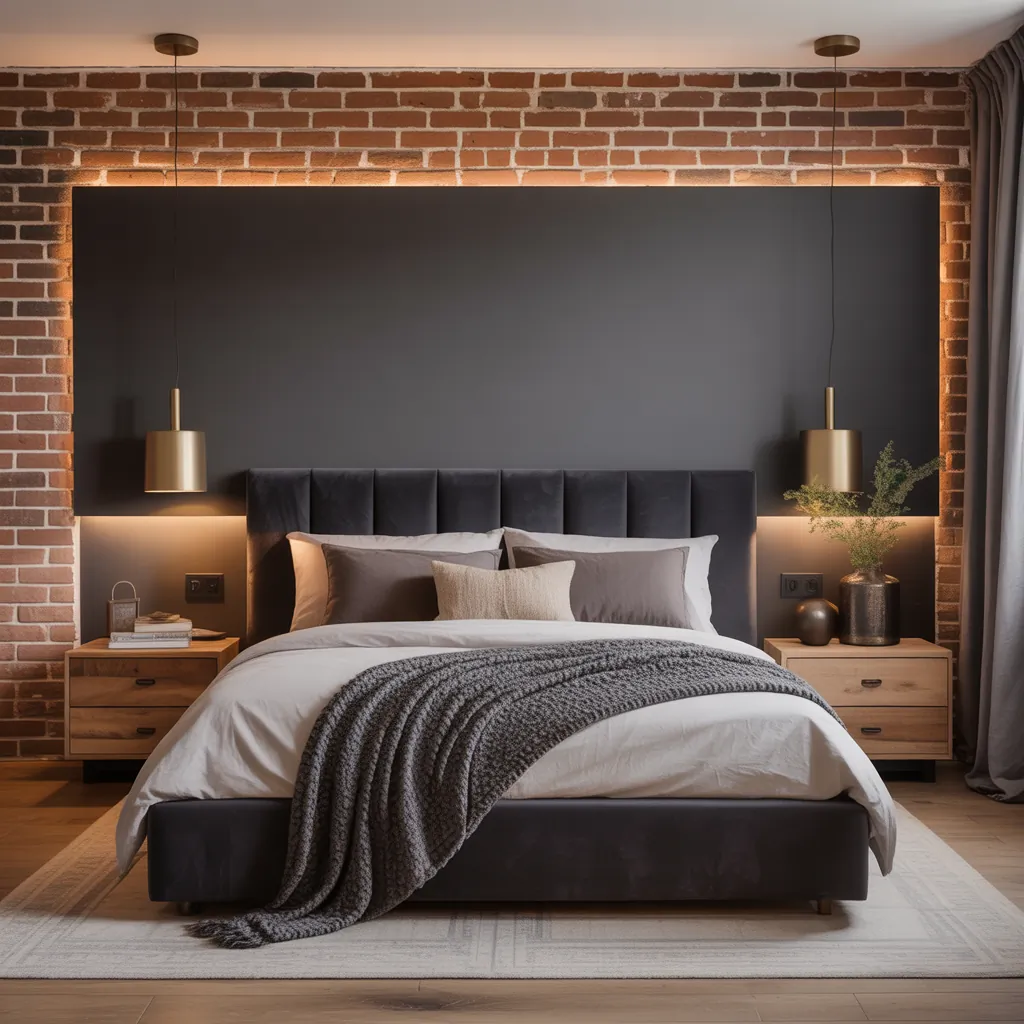 charcoal headboard dark grey bedroom ideas