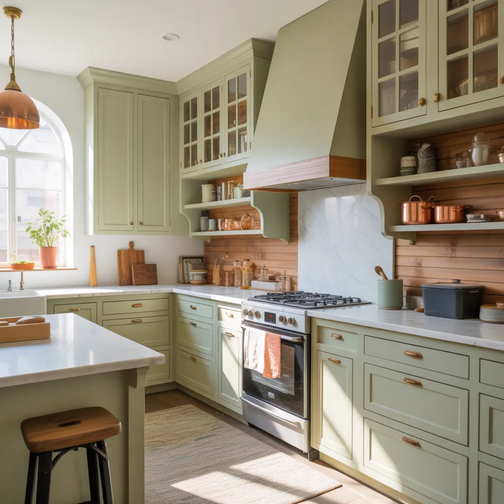 clary sage kitchen cabinets