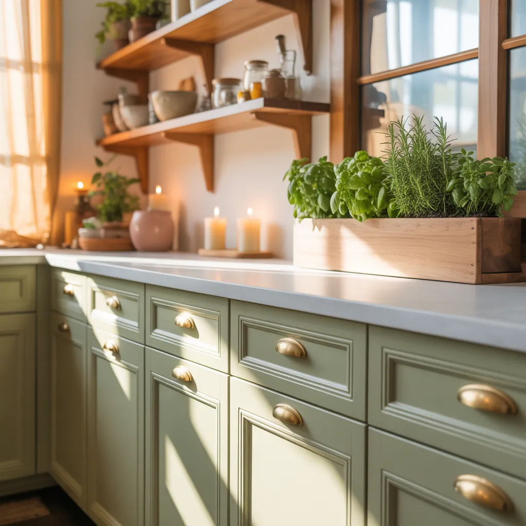 clary sage kitchen cabinets