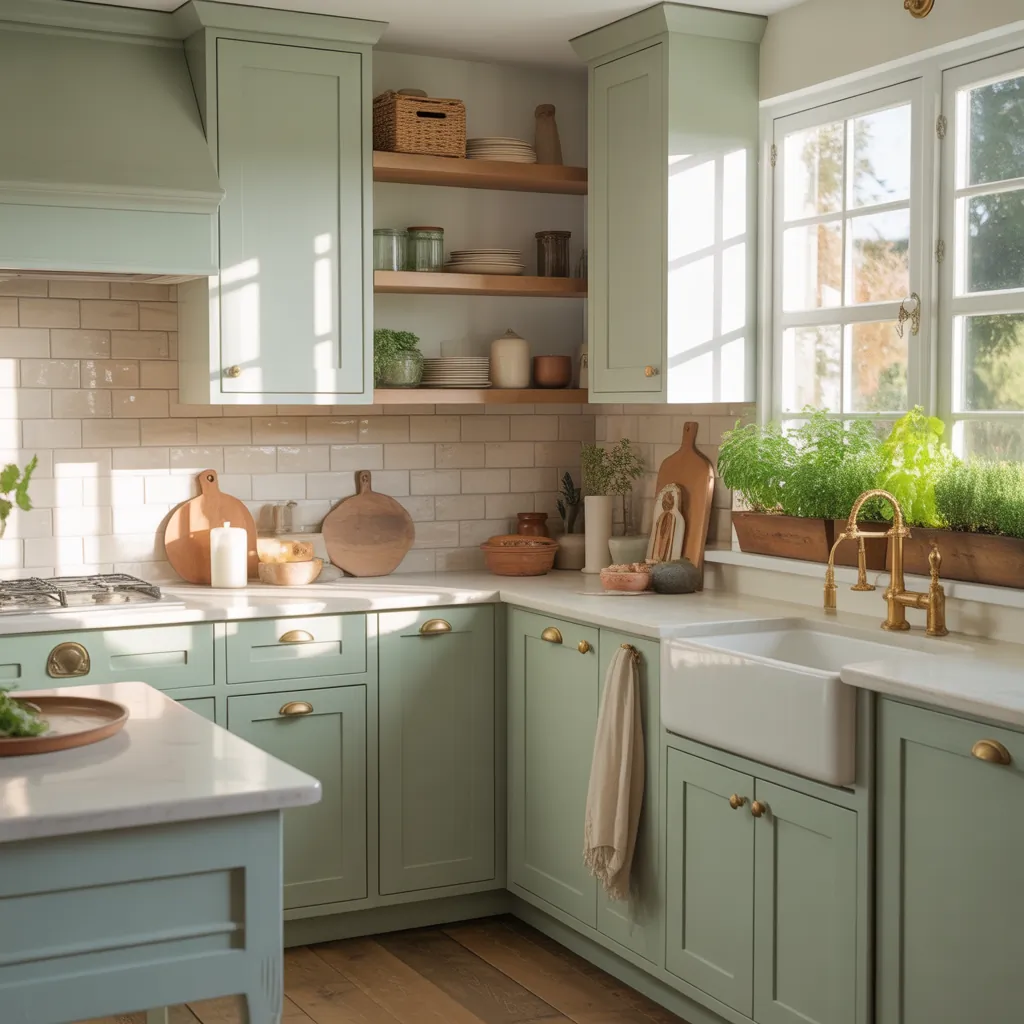 clary sage kitchen cabinets