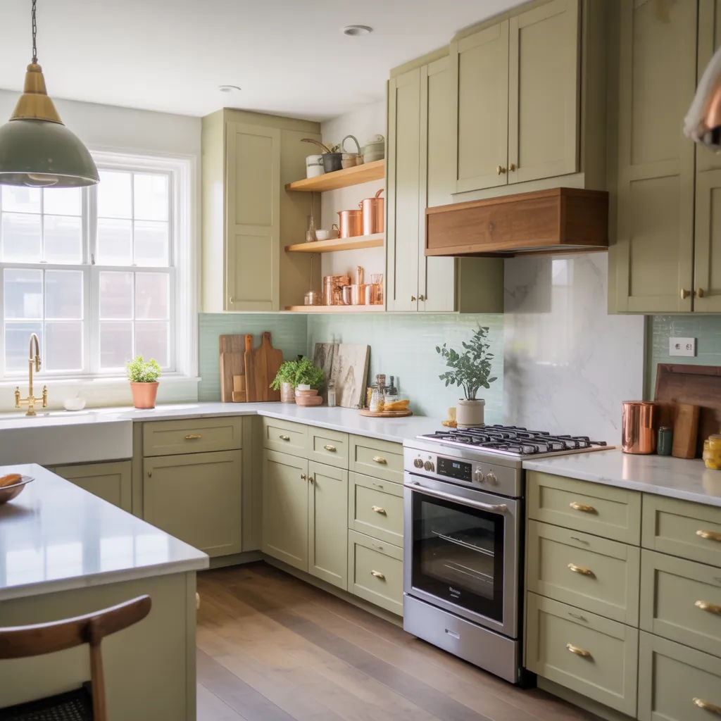 clary sage kitchen cabinets