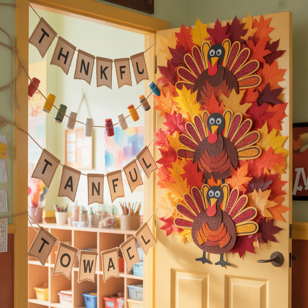 classroom thanksgiving door decor