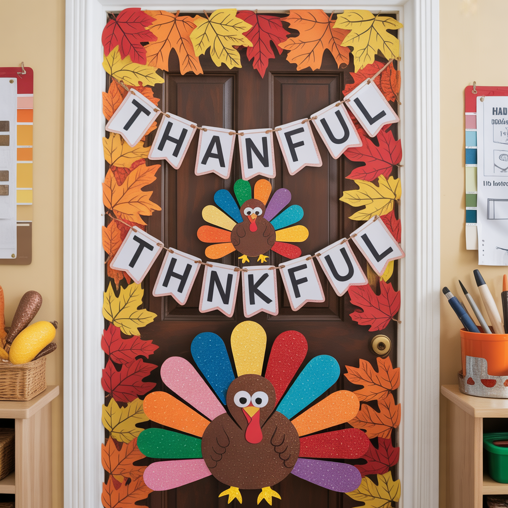 classroom thanksgiving door decor