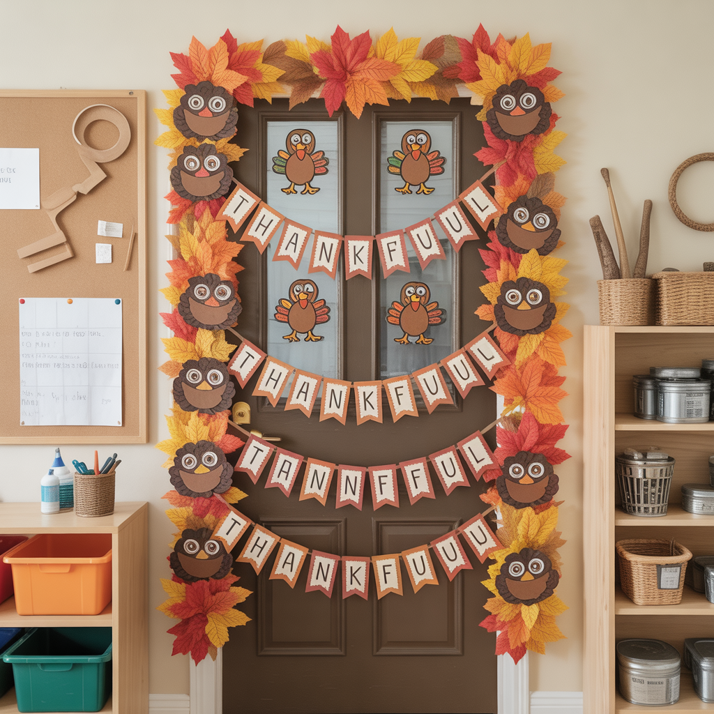 classroom thanksgiving door decor