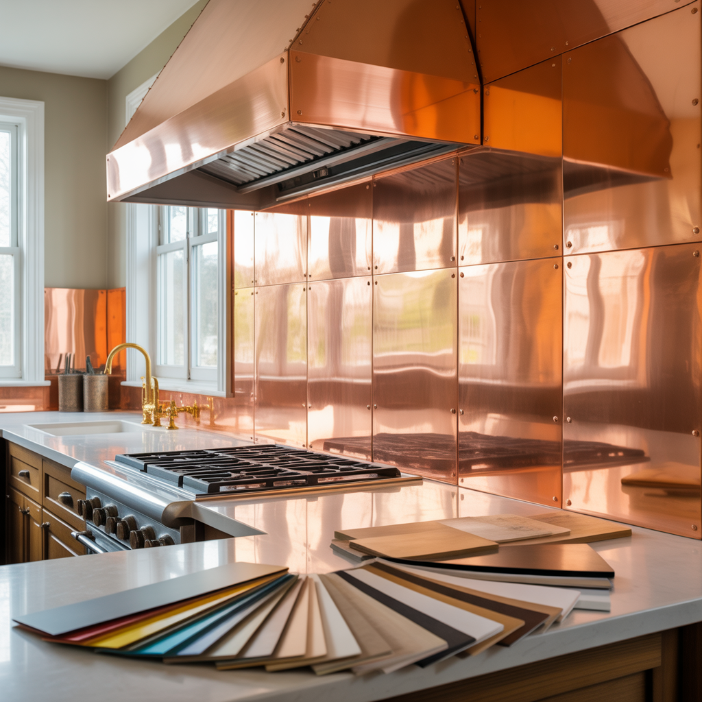 copper backsplash kitchen
