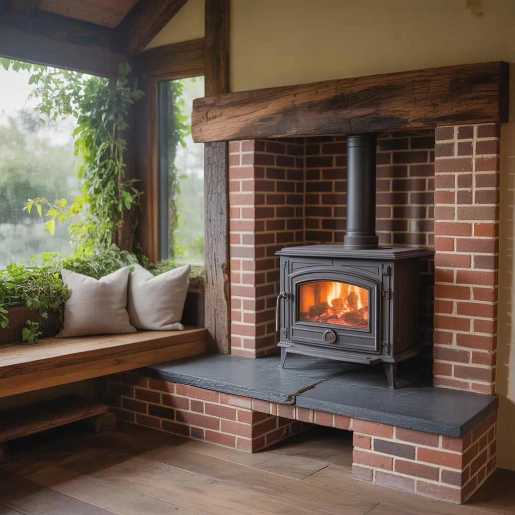 corner wood stove hearth design ideas