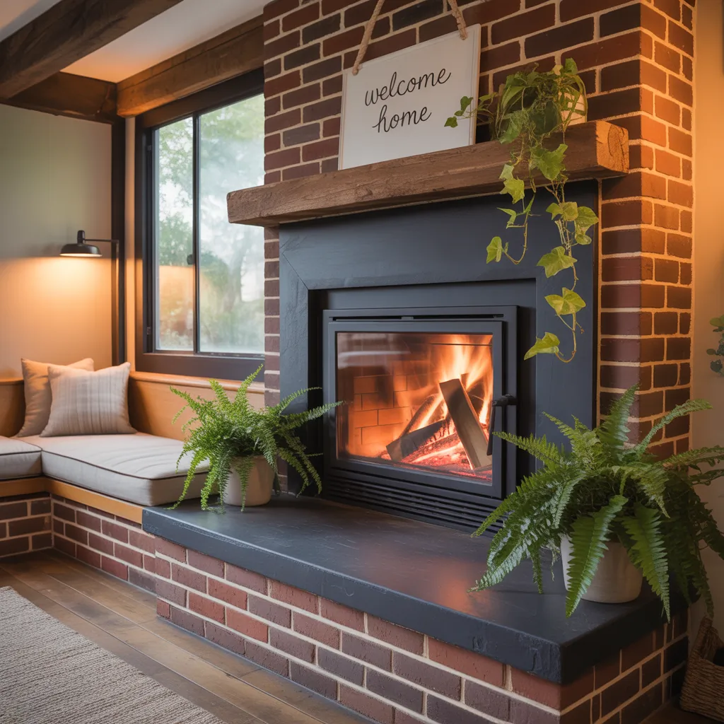 corner wood stove hearth design ideas