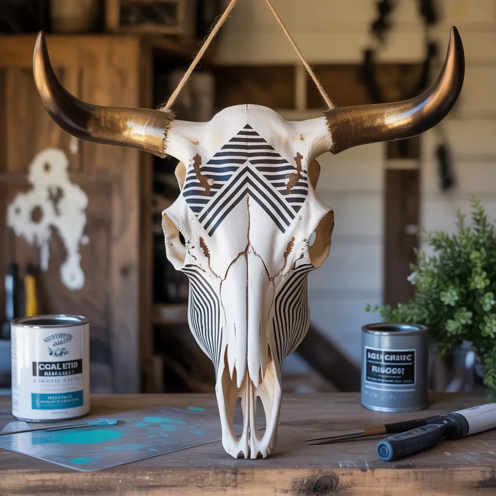 cow skull painting ideas easy to do