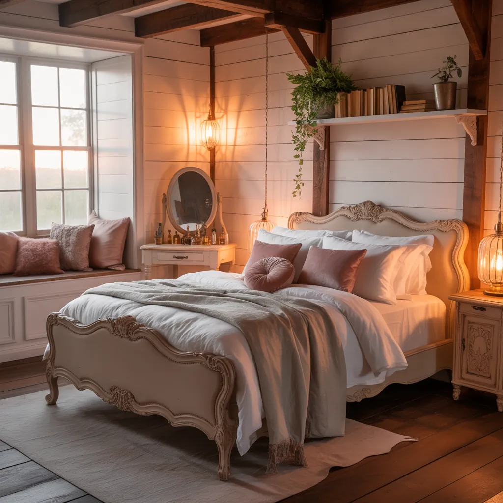 cozy romantic farmhouse bedroom image ideas