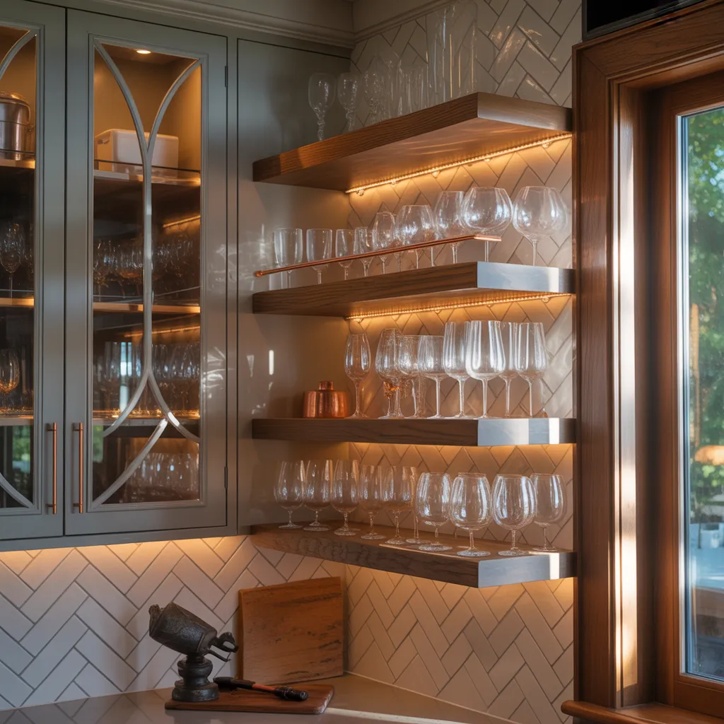 creative wine glass display