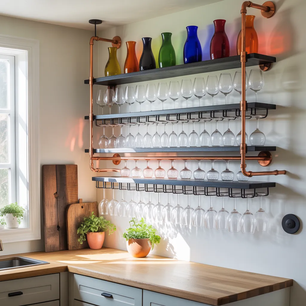 creative wine glass display