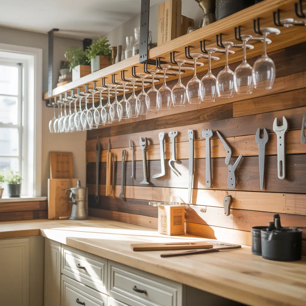 creative wine glass display