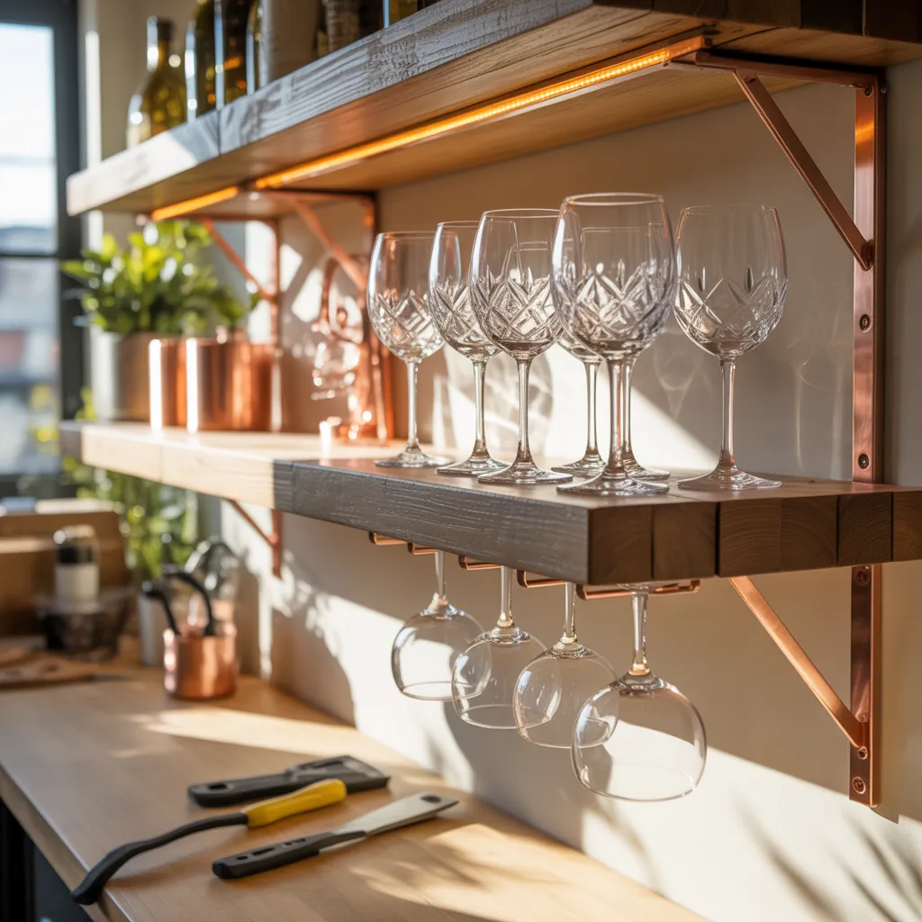 creative wine glass display