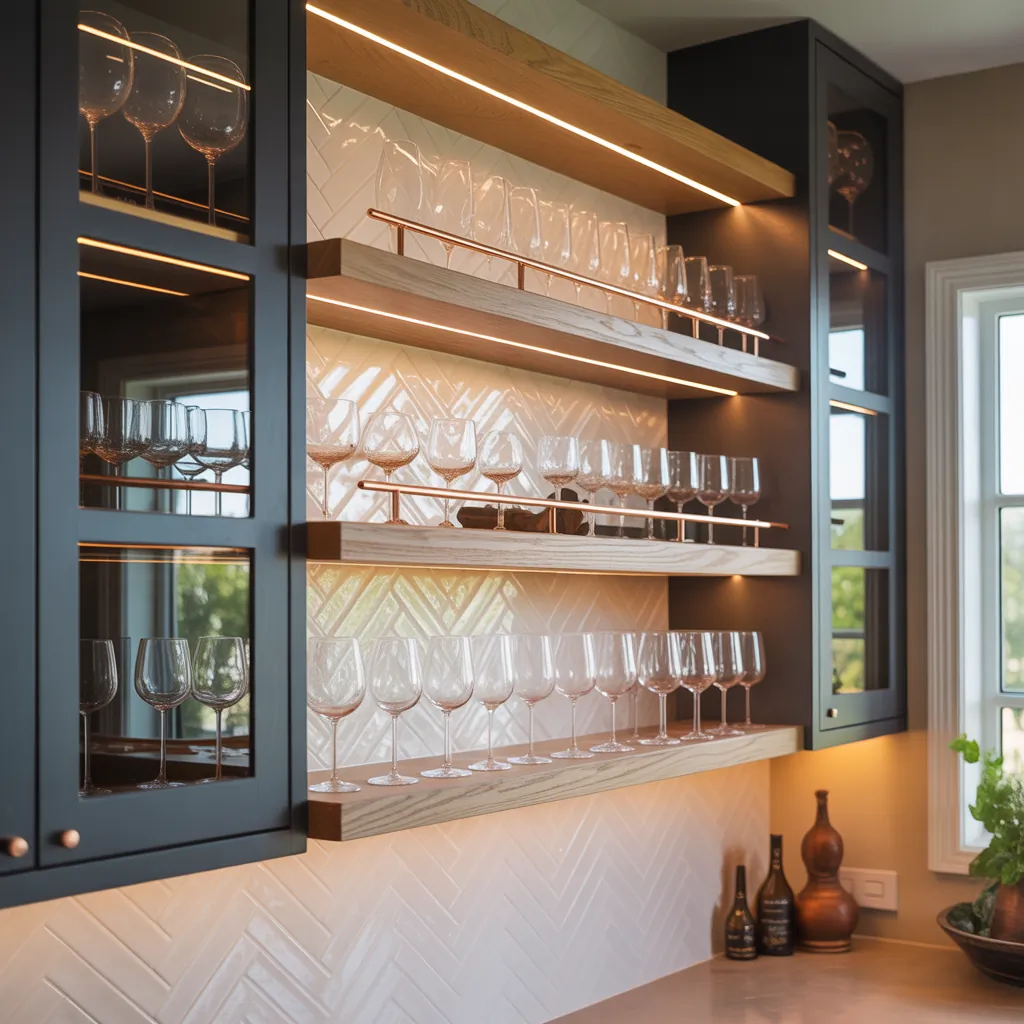 creative wine glass display