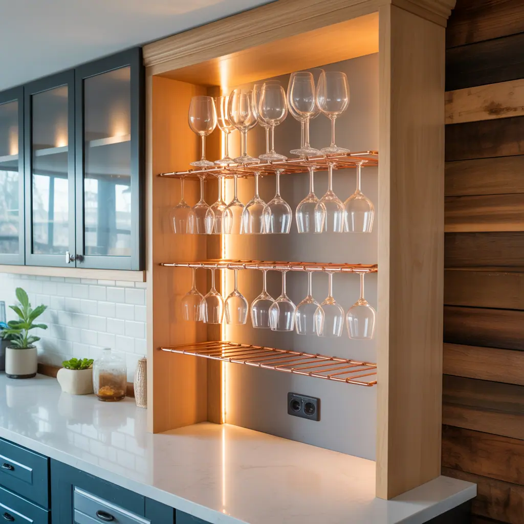 creative wine glass display