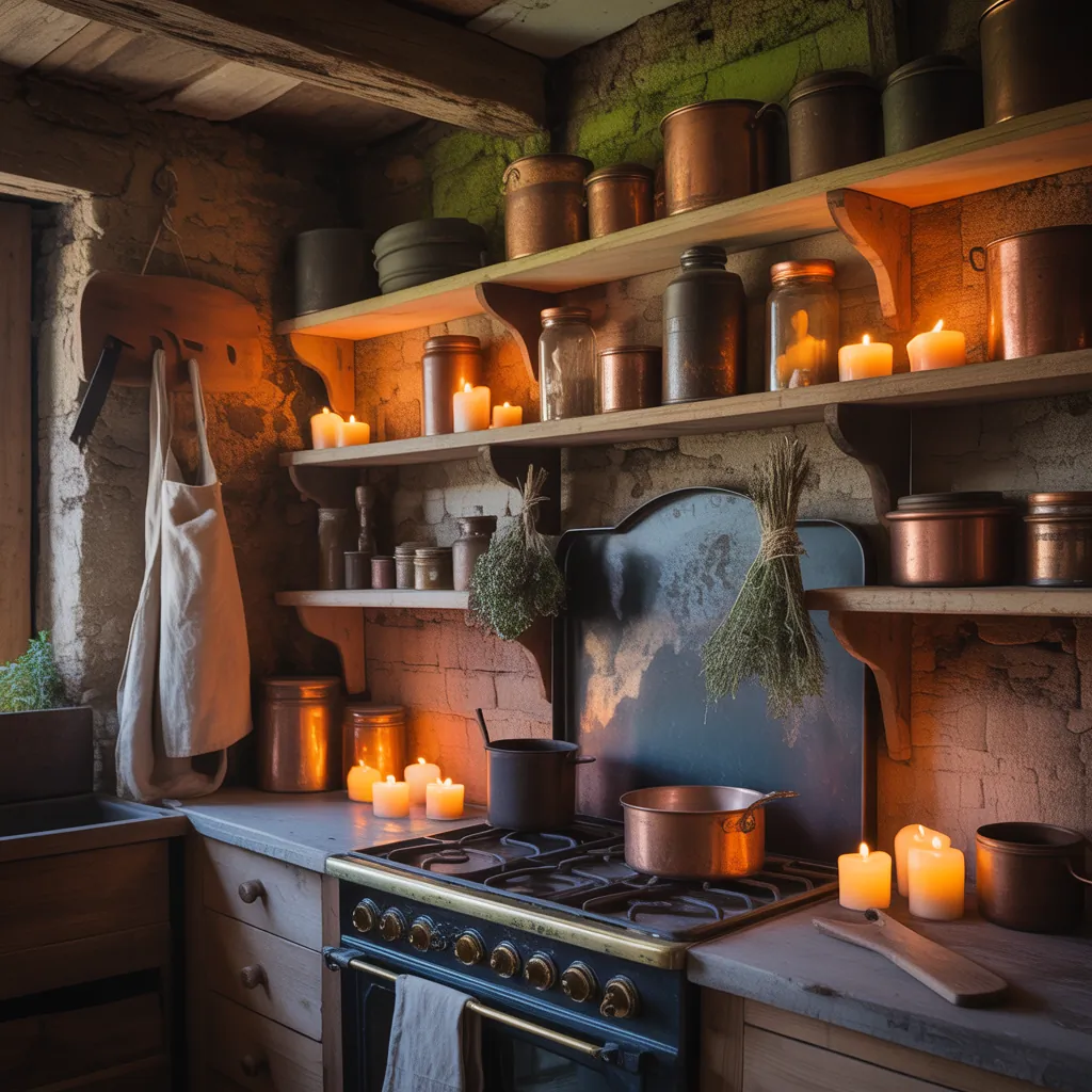 dark cottagecore kitchen