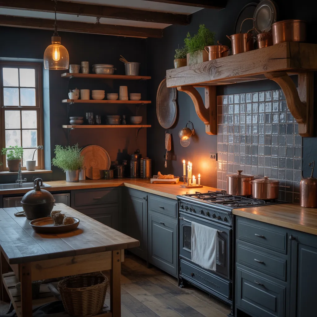 dark cottagecore kitchen