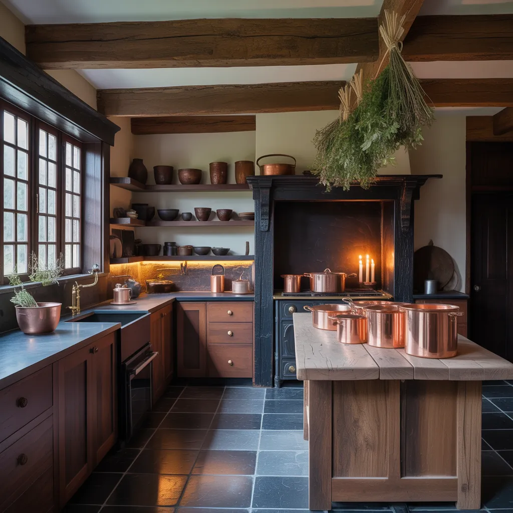 dark cottagecore kitchen