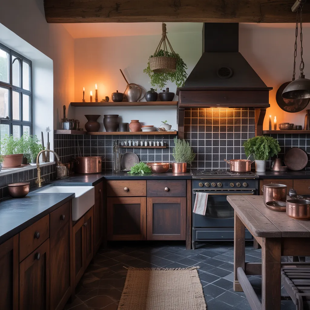 dark cottagecore kitchen