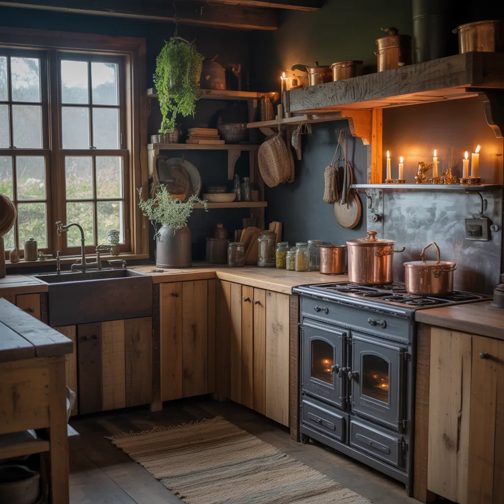dark cottagecore kitchen