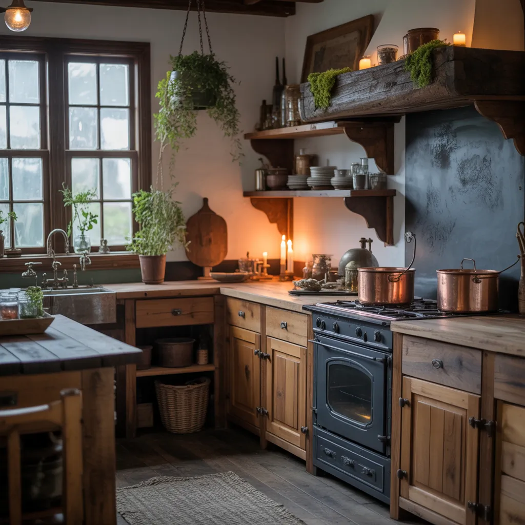 dark cottagecore kitchen