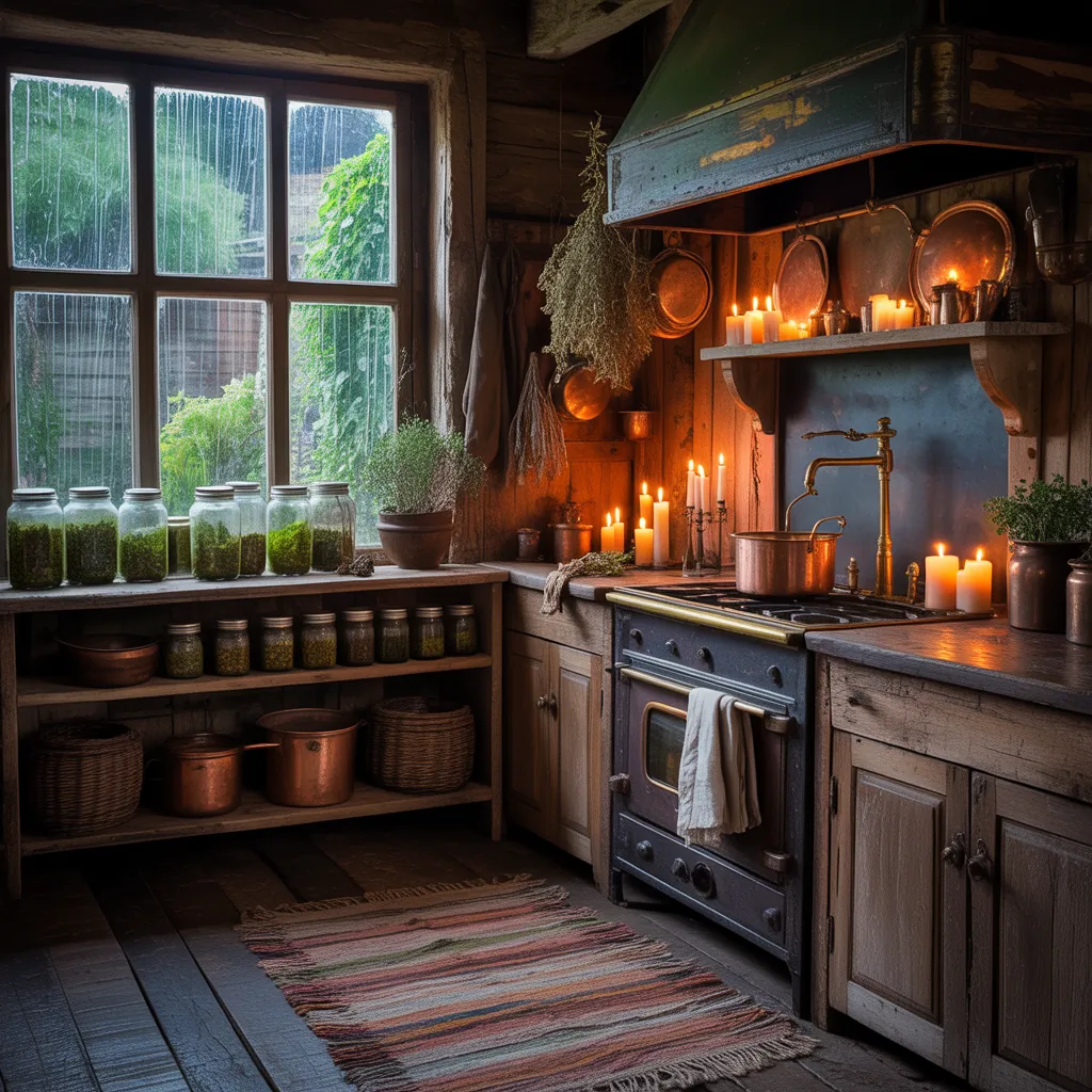 dark cottagecore kitchen