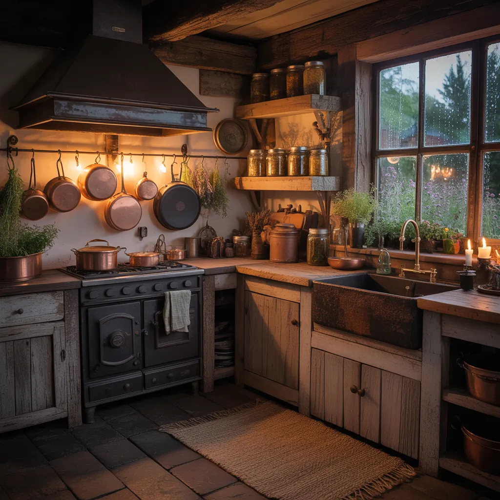 dark cottagecore kitchen