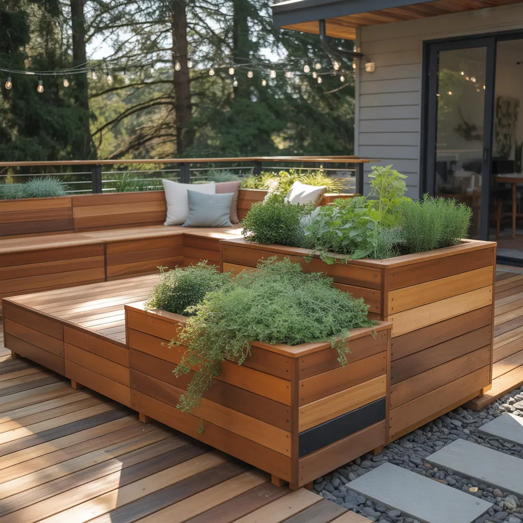 deck ideas planter boxes benches